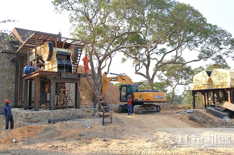 页岩破碎、制砂海外生产现场搭建中